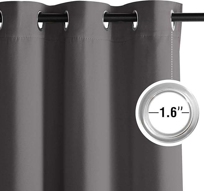 NICETOWN Blackout Curtains Grommet 2 Panels Grey Drapes 95Inches Long