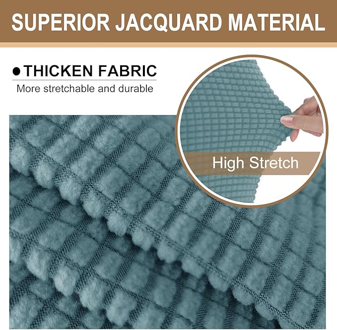 U-NICE HOME Stretch Futon Cover Armless Bed Slipcover - Soft Jacquard Fabric Washable for Pet Friendly, Light Blue