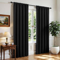 CUCRAF Black Blackout Curtains 72 inch Length 2 Panels Set, Rod Pocket Room Darkening Drapes for Bedroom Living Room, Insulated Thermal Light Blocking Window Curtain (W52 x L72 Inch)