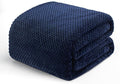 Exclusivo Mezcla Fleece Bed Blanket Twin Size, Super Soft and Warm Blankets for Couch, Sofa and Bed Waffle Textured, Cozy, Fuzzy and Lightweight (Navy Blue, 60x80 inches)