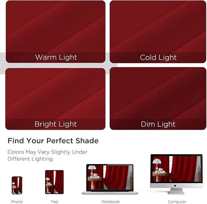 CUCRAF Red Blackout Curtains 72 inch Length 2 Panels Set, Rod Pocket Room Darkening Drapes for Bedroom Living Room, Insulated Thermal Light Blocking Window Curtain (W52 x L72 Inch)