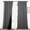 NICETOWN Total Shade Curtains and Draperies, Heavy-Duty Full Light Shading Drapes with Black Liner Backing for Villa/Hall/Dorm Window（Gray, Package of 2 Panels, 62 inches Wide x 95 inches Long