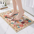 Area rugs 24x17 Inch Home Decor Entry Rug, Small Door Mat Bath Mats for Bathroom, Ultra-Thin Non Slip Floral Low Pile Tub Mat for Sink Shower Doorway Tub Kitchen Sink(2 x 1.4 ft, Yellow Garden)