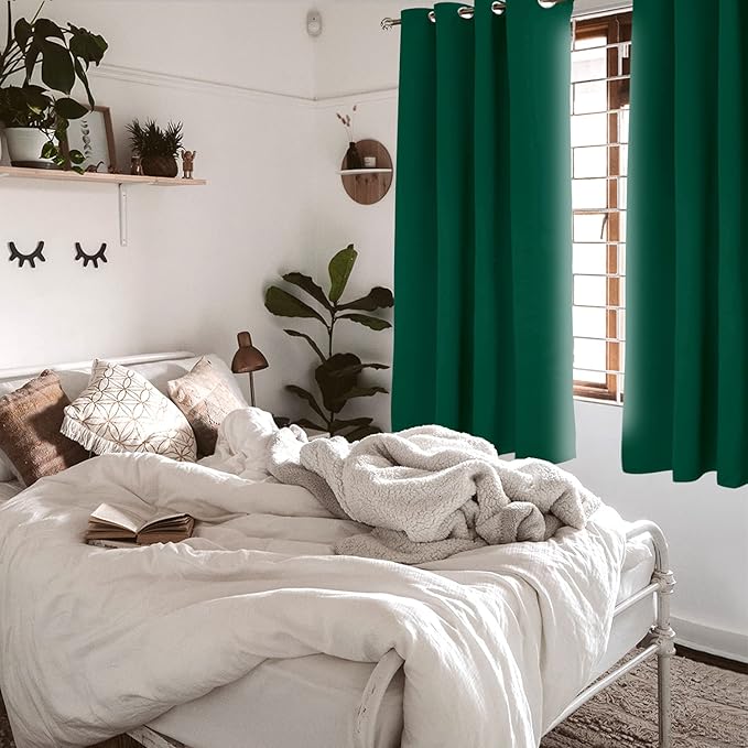 BGment Green Blackout Curtains for Bedroom - Grommet Thermal Insulated Room Darkening Window Curtains, Set of 2 Panels, Each 55 x 69 Inch