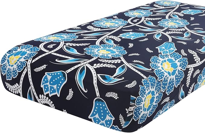 hyha Printed Couch Cushion Covers, Floral Sofa Covers Washable for 3 Cushion Couch, Stretch Pattern Outdoor Cushion Covers for Patio Furniture with Elastic Bottom(Large, Bluebell)
