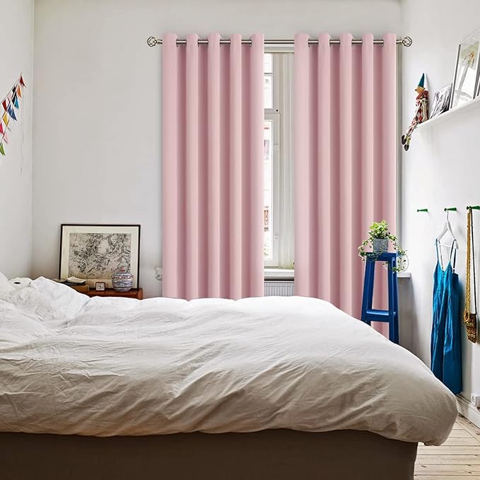 BGment Room Darkening Curtains 84 Inches Long - Grommet Thermal Insulated Drapes Window Treatment Curtains for Bedroom, 2 Panels, 70 x 84 Inch, Baby Pink