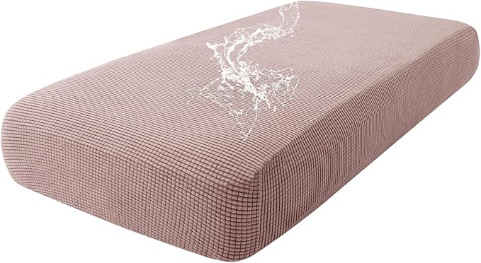 hyha Waterproof Couch Cushion Covers for Pets, Non Slip Sofa Seat Cover for Dogs Washable, Soft Thick Stretch Jacquard Fabric, Sofa Slipcovers with Elastic Bottom (1 Piece for Large, Camel)
