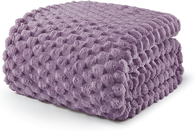 Exclusivo Mezcla Fleece Twin Blanket for Bed, Extra Large Fuzzy Grayish Purple Bed Blankets, Soft Cozy Plush Sofa Throws for All Seasons, 60x80 Inches