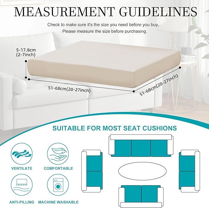 14 Pcs Stretch Patio Cushion Covers,Outdoor Couch Covers Replacement,Outdoor Couch & Sofa Slipcovers,for Patio Furniture Cushion Covers,Washable Reusable Furniture Protector (Beige,Cover Only)