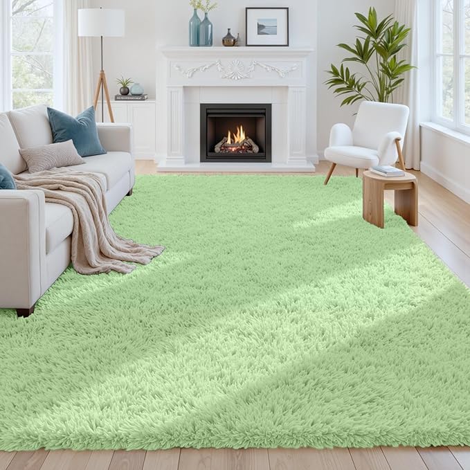 8x10 Area Rugs for Living Room Rug: Soft Fluffy Shag Mint Green Rugs for Bedroom, Non-Slip Large Fuzzy Plush Rug Indoor Floor Carpet for Nursery Kids Boys Girl Room, Dorms, Playroom, Modern Home Decor
