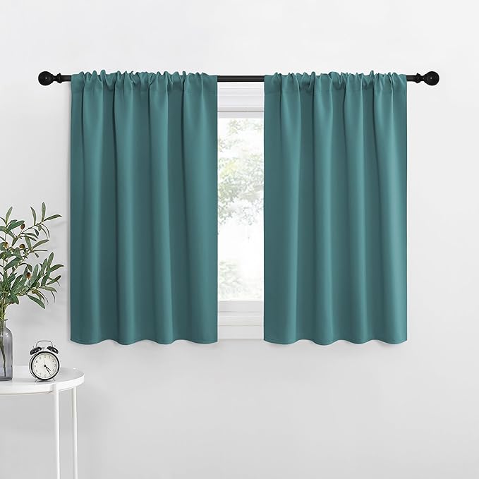 NICETOWN RV Blackout Curtains for Camper Windows, Sea Teal, 29" Wide by 40" Long, 2 PCs, Short Blackout Curtains & Drapes, Thermal Insulated Blackout Curtain Panels for Kids Room, Play Room