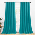 NICETOWN Thermal Insulated Peacock Teal Curtains for Living Room, Window Treatment Solid Grommet Room Darkening Drape Panels for Bedroom (Set of 2, 70 by 95 inches Long)