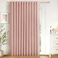 100% Blackout Shield Linen Blackout Curtains for Bedroom 90 Inches Long, Back Tab/Rod Pocket Living Room Drapes, Thermal Insulated Blackout Curtains 1 Panel Set, 100" W x 90" L, Blush Pink