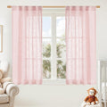 LAMIT Linen Curtains 48 Inch Length 2 Panels, Light Filtering Panels Back Tab and Rod Pocket Neutral Drapes for Kitchen/Window/Kids Room/Bedroom, 34 x 48 Inch Pink