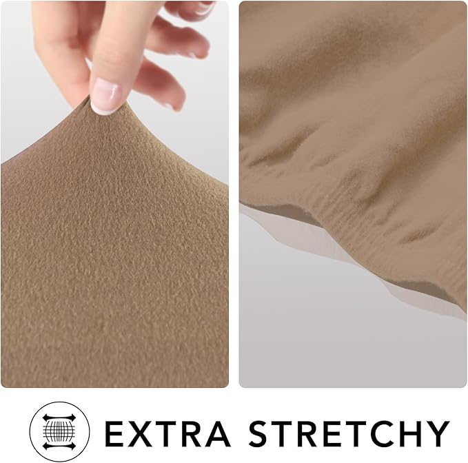 PureFit Super Stretch Sofa Slipcover – Spandex Non Slip Soft Couch Sofa Cover, Washable Furniture Protector with Non Skid Foam and Elastic Bottom for Kids, Pets (Oversized, Camel)