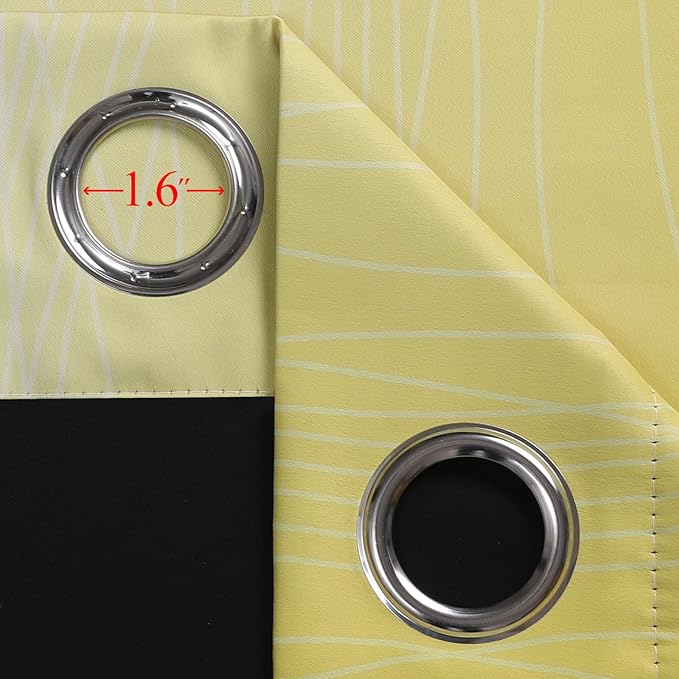 Estelar Textiler Black and Yellow Ombre Blackout Curtains for Bedroom, Room Darkening Energy Saving Grommet Curtains for Living Room, Thermal Insulated Gradient Blackout Drapes,52Wx84L,2 Panels