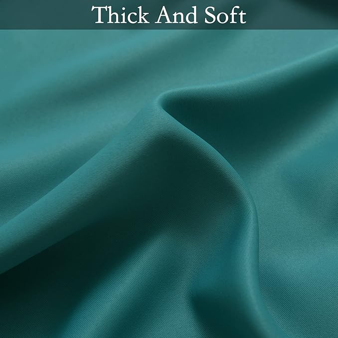 SimpleHome Ombre Room Darkening Curtains for Living Room, Light Blocking Gradient Teal to Grey White Thick Thermal Insulated Grommet Window Curtains/Drapes for Bedroom, 2 Panels, 42x84 inches Length