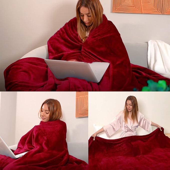 JIAHANNHA Red Throw Blanket Decorations Thin Fleece Blanket 50"x60",Super Soft Cozy Plush Throw Blanket for Couch Sofa Bed,Warm and Lightweight Bed Blankets for Adults