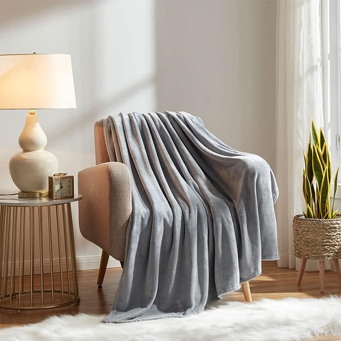 KMUSET Fleece Blanket Twin Size Grey Lightweight Throw Blanket Super Soft Cozy Microfiber Blanket Factory Shop