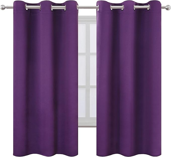 LEMOMO Purple Blackout Curtains/42 x 63 Inch/Set of Two Panels Grommet Bedroom Curtains
