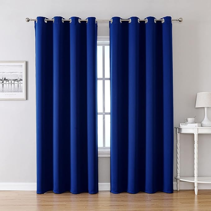 ChrisDowa Blackout Curtains 102 Inches Long 2 Panels Set for Living Room, Grommet Thermal Insulated Room Darkening Curtains for Bedroom (Royal Blue, 52 x 102 Inch)