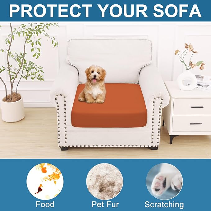 Smiry Printed Couch Cushion Covers, Stretch Soft Couch Covers for Sofa, Washable Non-Slip Sofa Slipcover Furniture Protector for Indoor and Outdoor (1 Pack, Rust)
