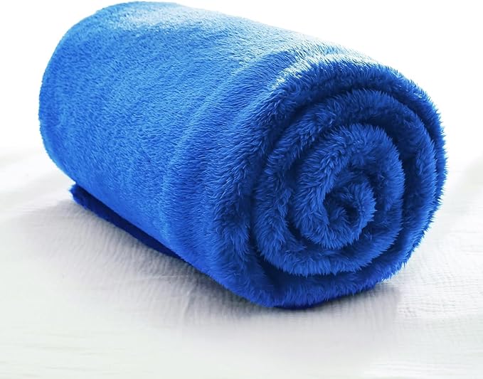 Exclusivo Mezcla Plush Fuzzy Fleece Throw Blanket, Super Soft, Fluffy and Warm Blankets for Couch, Bed, All Season Use (40x50 Inches, Cobalt Blue)