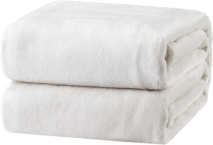 Bedsure GentleSoft White Fleece Throw Blanket - Mothers Birthday Gifts for Women 300GSM Blankets for Couch, Sofa, Bed, Soft Lightweight Plush Cozy Throws for Toddlers, 50x60 inches