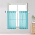 OWENIE Short Aqua Sheer Curtains 36 Inch Length 2 Panels Set, Kitchen Tiers Curtains Light Filter Rod Pocket Voile Cafe Curtain for Basement Bathroom Small Half Window, 42" W x 36" L, Aqua