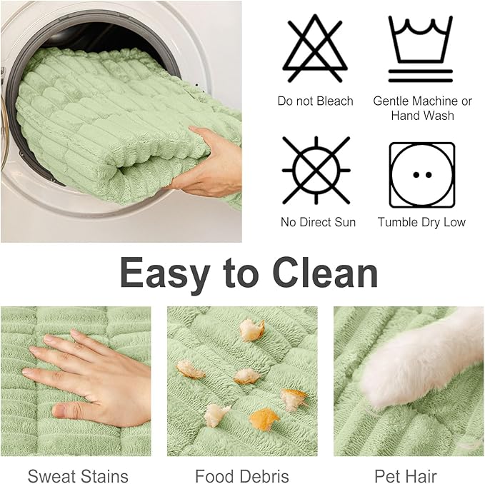 hyha Couch Covers for Dogs Washable, Non Slip Plush Dog Sofa Protectors, Fuzzy Pet Couch Covers for 3 Cushion Sofa Pet Friendly (Green, 27.6" x 88")