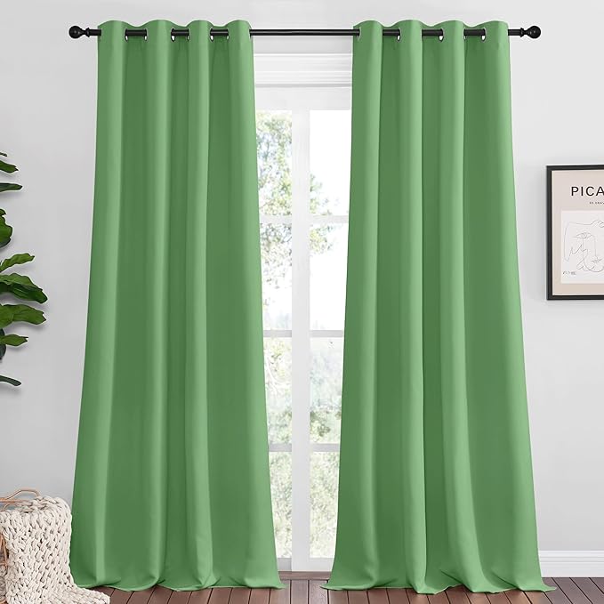 NICETOWN Froest Green Blackout Curtains 120 inches Length for Living Room, 2 Panels, 55" Wide, Thermal Insulated Long Drapes for Large Window