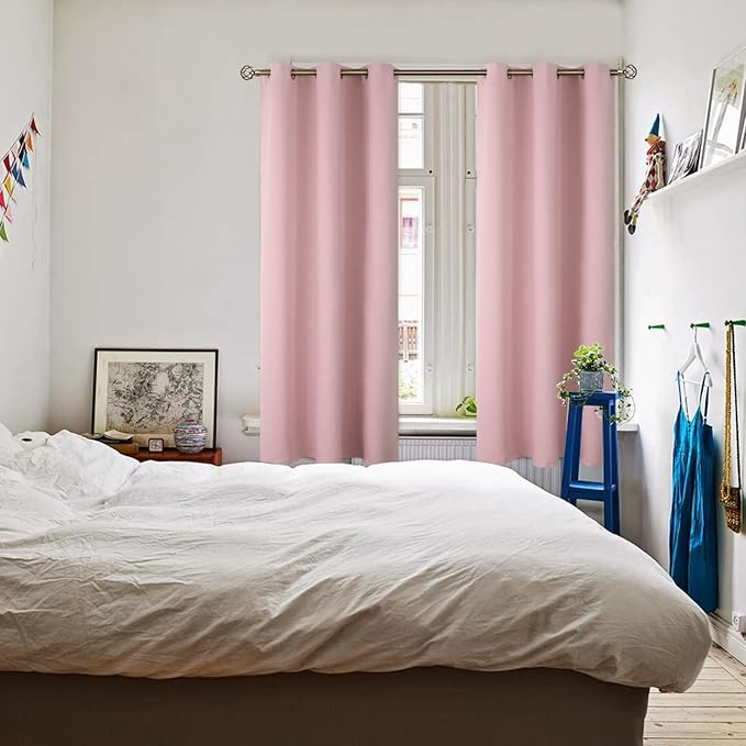 BGment Baby Pink Curtains for Girls Room - Nursery Room Darkening Thermal Insulated Grommet Top Elegant Modern Window Treatment, 2 Panels, 42 x 63 Inch