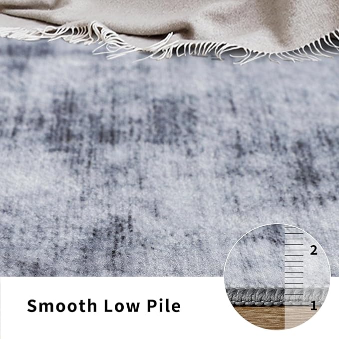 Toneed Entryway Runner Rug 2x8 for Hallway Kitchen, Washable Non-Slip Rug Runner for Indoor Entrance, Laundry Room, Bedroom, Low Pile, Abstract Grey