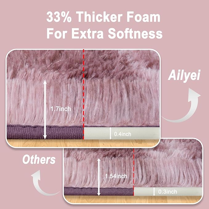 Soft Runner Rugs for Bedroom Hallways, 2x4 Tie-Dyed Grey Purple Fluffy Shag Throw Area Rug Non Slip for Bedside Dorm, Long Shaggy Furry Carpet for Nursery Living Room