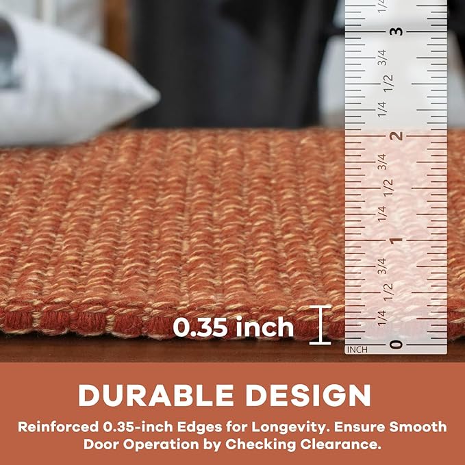 KOZYFLY Washable Area Rug 5x7 ft Rubber Backed Non Slip Rugs for Living Room Braided Cotton Bedroom Rug Woven Office Rugs Indoor Outdoor Floor Carpets for Dining Bedroom Living Room, Orange/Tan