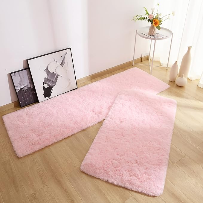 Chicrug Soft Runner Rug for Bedroom Living Room Plush Fluffy Rugs 2x4 Feet, Shag Furry Runner Rug Carpet Non Shedding for Nursery Children Kids Girls Room Home Decorative, Pink