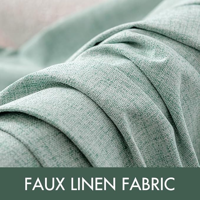 MIULEE Linen Texture Curtains for Bedroom Solid 100% Blackout Thermal Insulated Seafoam Green Curtains Grommet Room Darkening Drapes for Living Room Nursery 52x96 Inch (2 Panels)