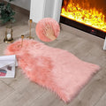 linmopm Faux Fur Rug Sheepskin Shag Fluffy Fuzzy Pink 2x3 ft Small Rugs for Bedroom Bedside Bed Floor Living Room Plush High-Density Cushion Carpet Super Sofa Cover
