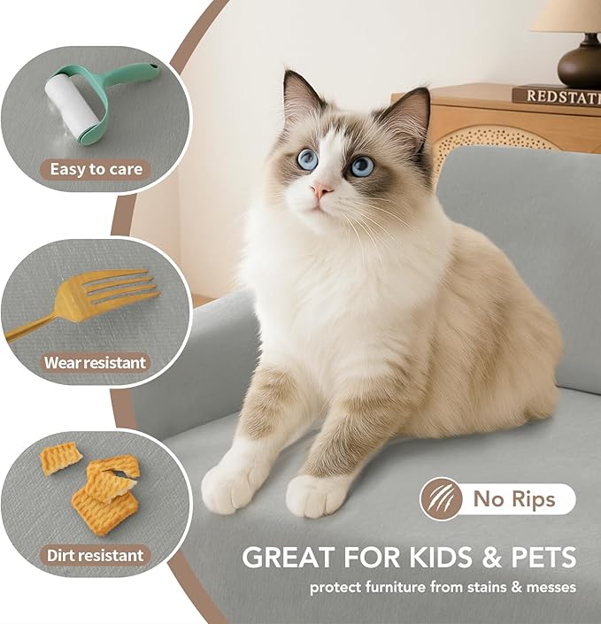 Couch Cover for Dogs, Boho Sofa Covers for 2 Cushion Couch, Chenille Sofa Slipcover for Pets Washable, L-Shape Sectional Couch Loveseat Cover Soft Throw Blankets with Tassels(71x102,Grey)
