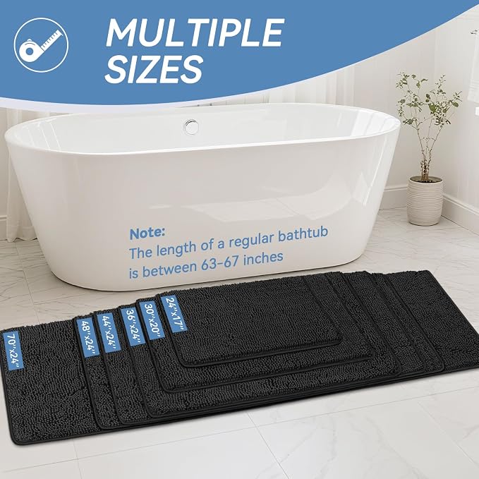 Bcoimo 44"×24" Absorbent Bath Mat, Non-Slip - Image 2