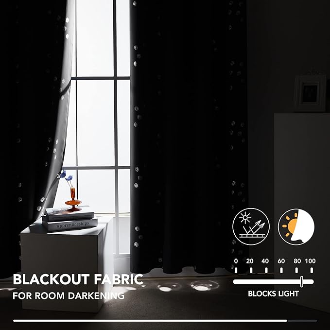 Deconovo Designer Series Silver Cubic Print Blackout Curtains for Living Room Bedroom Sliding Glass Door, Thermal Insulated Soundproof Window Drapes, Dark Grey, 52W x 95L Inch, 2 Panels