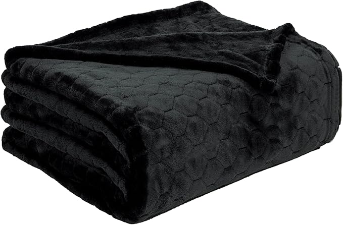 TOONOW Fleece Blanket Fuzzy Plush Throw Blanket 50" x 60", Super Soft Fluffy Bed Blanket Geometric Pattern Comfy Microfiber Flannel Blankets for Couch, Bed, Sofa, Black