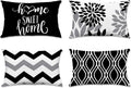 Hexagram Geometric Black Pillow Covers 12x20 Set of 4, Decorative Outdoor Boho Modern Throw Pillow Covers, Home Sweet Home Farmhouse Cushion Case for Couch Sofa Bedroom Indoor Decor(No Insert)