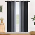 SimpleHome Ombre Room Darkening Curtains for Bedroom, Gradient Black to Grey White Light Blocking Thermal Insulated Grommet Window Curtain/Drapes for Living Room,2 Panels, 42x72 inches Length