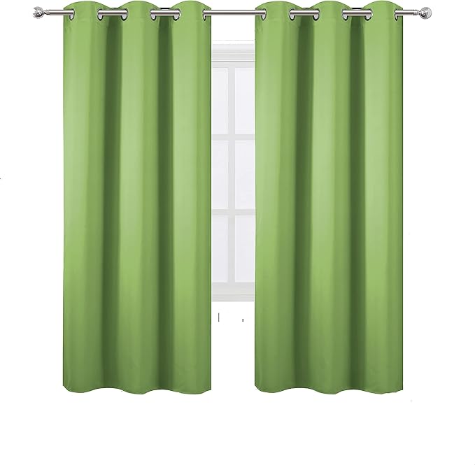 LEMOMO Light Green Thermal Blackout Curtains/42 x 72 Inch/Set of 2 Panels Room Darkening Curtains for Bedroom