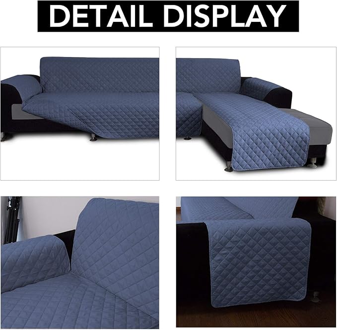 Easy-Going Sofa Slipcover L Shape Sofa Cover Sectional Couch Cover Furniture Protector Mat for Pets Dog Cat (Small,Dark Blue/Dark Blue)