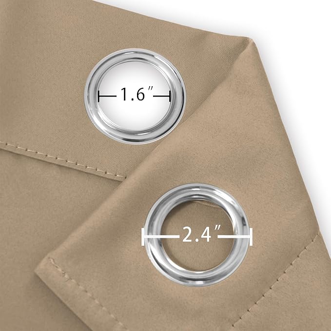 LEMOMO Natural Blackout Curtains 42 x 54 Inch Length Set of 2 Panels Grommet Bedroom Curtains for Living Room