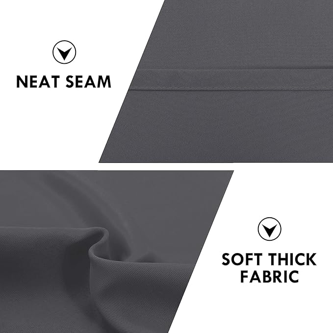 DWCN Blackout Curtains for Bedroom 63 Inch Length 2 Panels Set, Solid Thermal Insulated Energy Saving Rod Pocket Window Treatment Curtains Blackout Drapes (W52 x L63 Inch, Dark Grey)