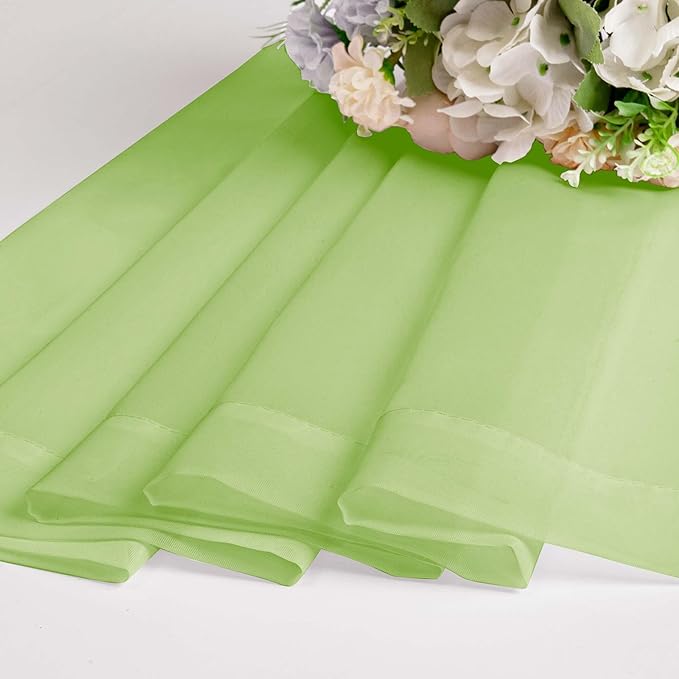 OWENIE Short Lime Sheer Curtains 36 Inch Length 2 Panels Set, Kitchen Tiers Curtains Light Filter Rod Pocket Voile Cafe Curtain for Basement Bathroom Small Half Window, 42" W x 36" L, Lime