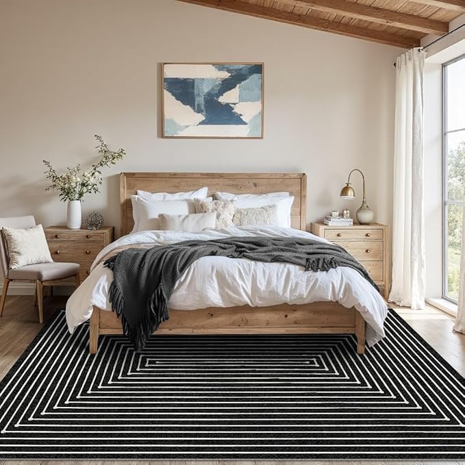 Latte&Fog 5x7 Area Rugs for Living Room Bedroom, Modern Abstract Washable Rug, Boho Non Slip Low Pile Carpet for Indoor Dining Room, Office, Dorm, Classroom, Farmhouse and Kids Room